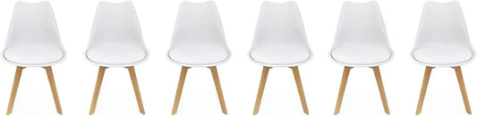 Chaise: en bois, Lot de 6, 1 Place, blanc