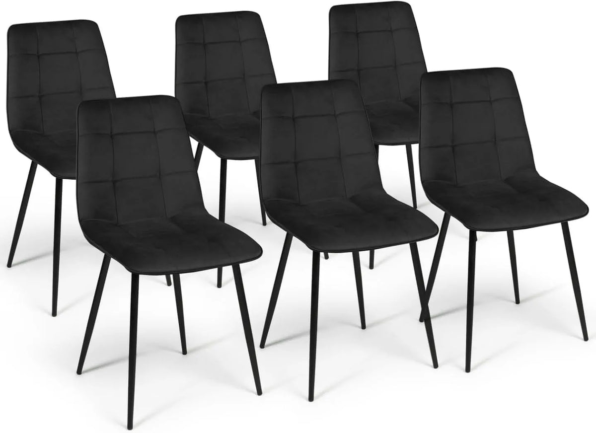 Chaise – Lot de 6, noir, revêtement en velours