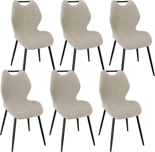 Chaise – en métal, revêtement en tissu, avec dossier, Lot de 6, noir