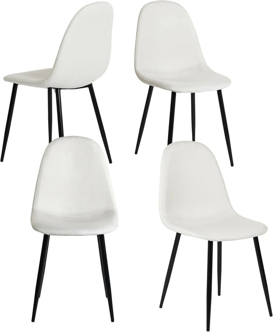 Chaise — en métal, revêtement en tissu, Lot de 4, 44, 5 × 39 × 86 cm, blanc