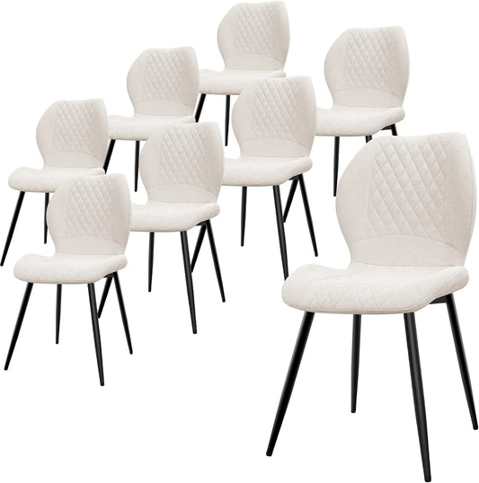 Chaise — en métal, Lot de 8, beige