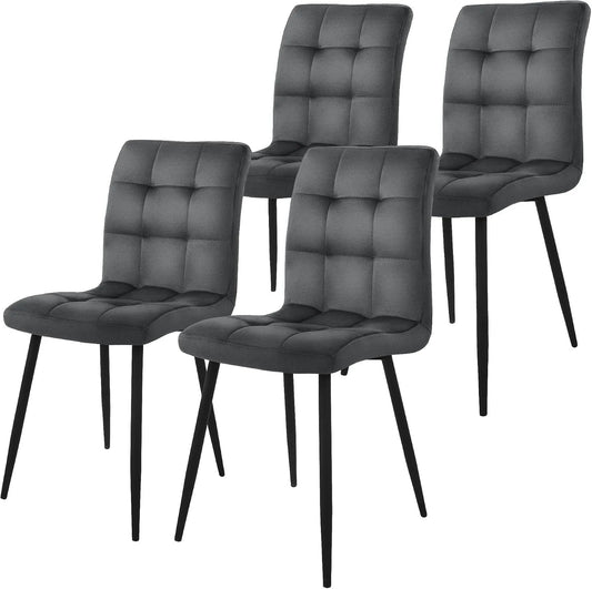 Bureau et table informatique: en métal, avec dossier, Set de 4, anthracite, revêtement en velours