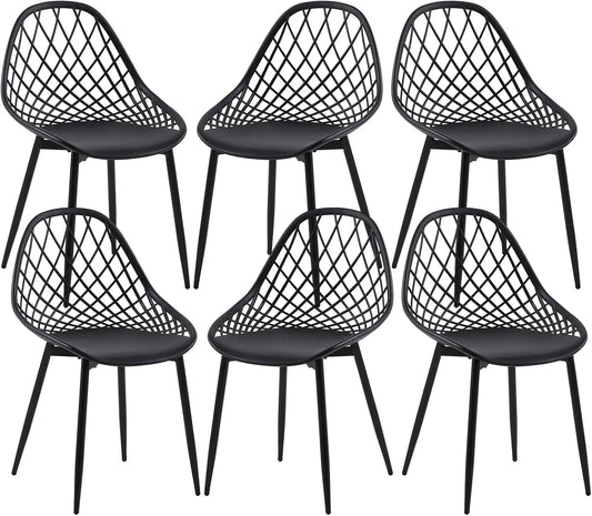 Chaise – en métal, Lot de 6, 120kg, noir
