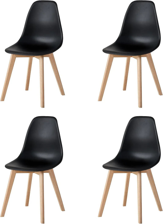 Chaise: en bois, Lot de 4, noir
