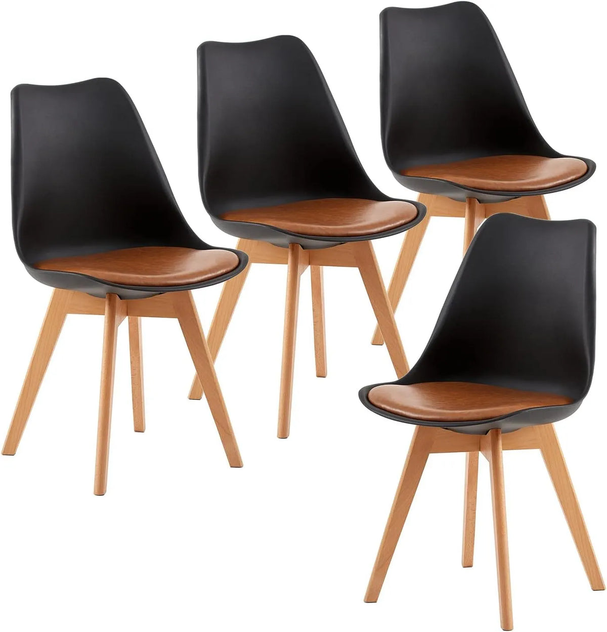 Bureau et table informatique — SGS, en cuir PU, en bois, Lot de 4, noir