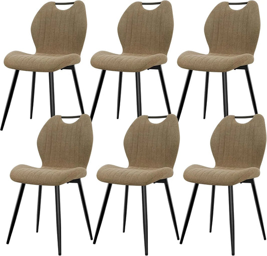 Chaise — en métal, revêtement en tissu, avec dossier, Lot de 6