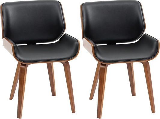 HOMCOM Chaise — en bois, Lot de 2, noir