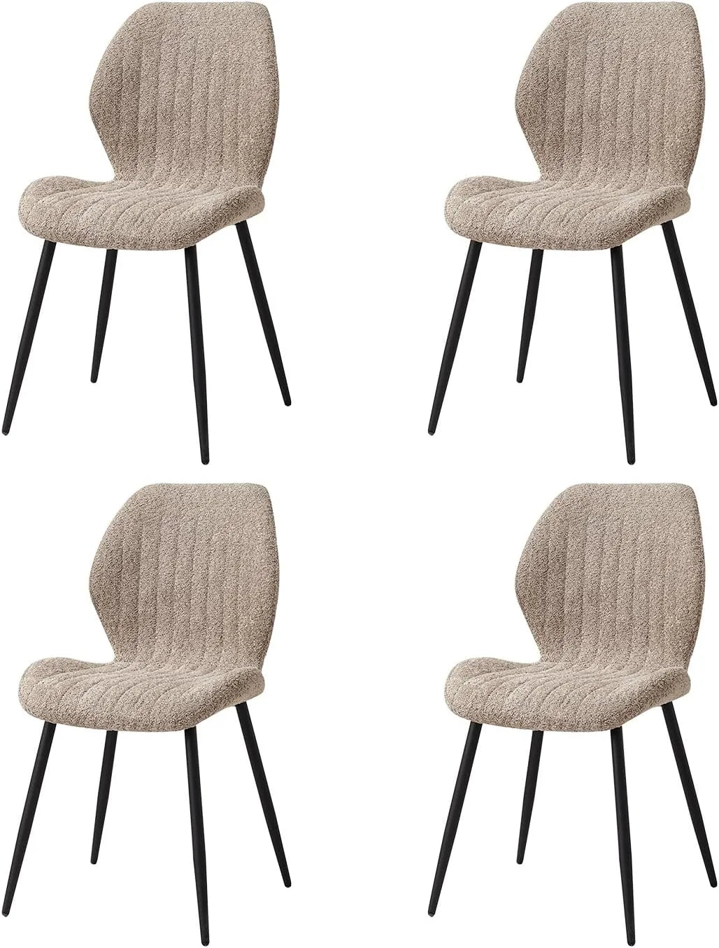 Chaise: en métal, revêtement en tissu, avec coussins, Lot de 4, marron