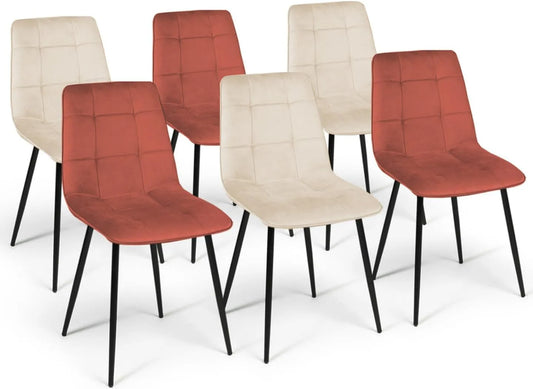 Chaise – Lot de 6, beige, revêtement en velours