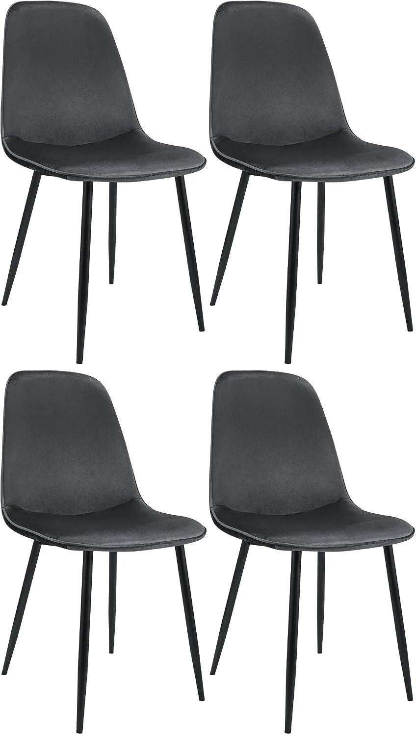 Chaise — avec dossier, Lot de 4, 150 kg, gris, revêtement en velours