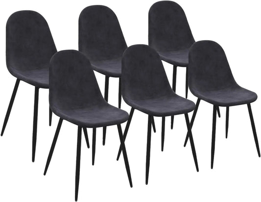 Chaise — Lot de 6, gris, revêtement en velours