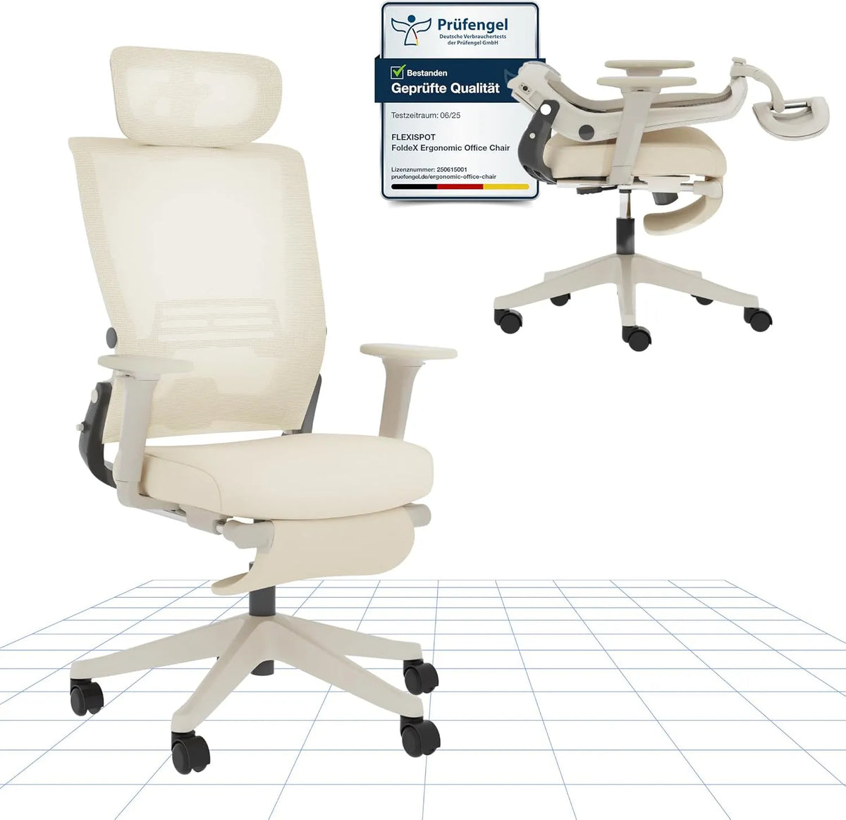 Bureau et table informatique — avec accoudoirs, réglable, beige