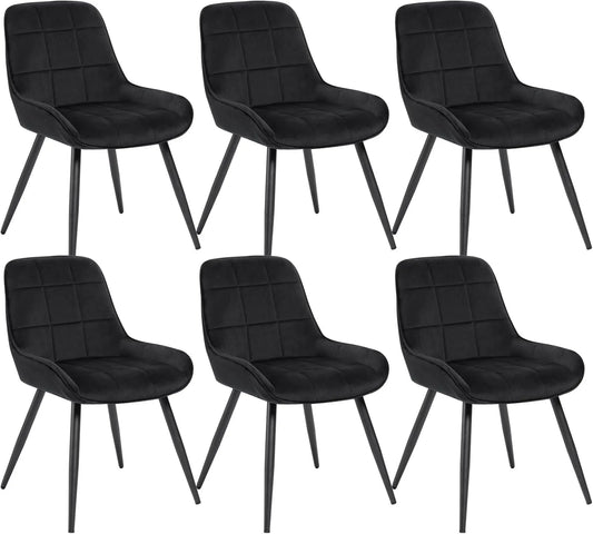 Chaise: Lot de 6, noir, revêtement en velours