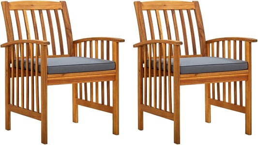 Chaise: en bois, avec coussins, Lot de 2, en bois massif