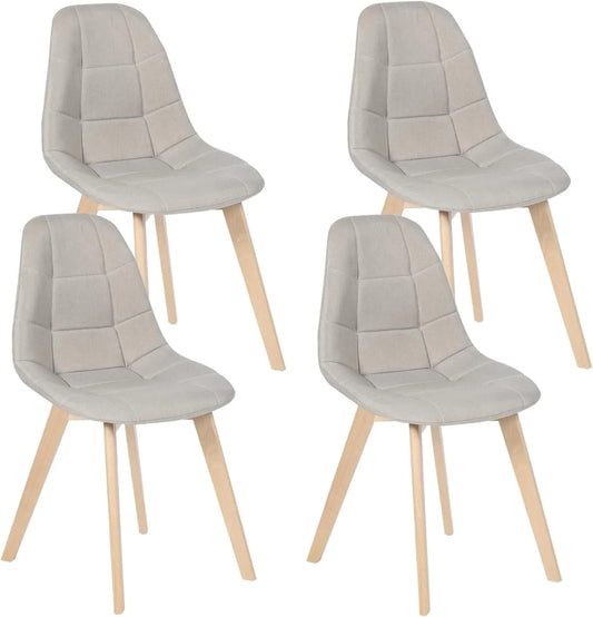 Chaise – revêtement en tissu, Lot de 4, beige