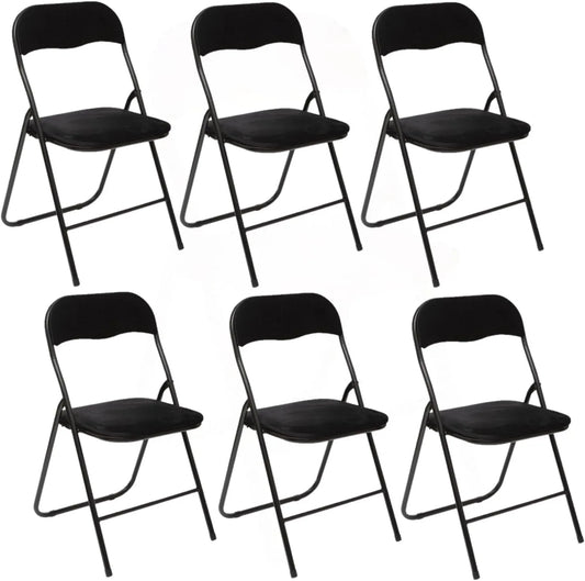 Chaise — Lot de 6, noir, revêtement en velours