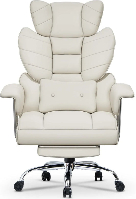 Bureau et table informatique – en cuir, avec dossier, réglable, blanc, inclinable