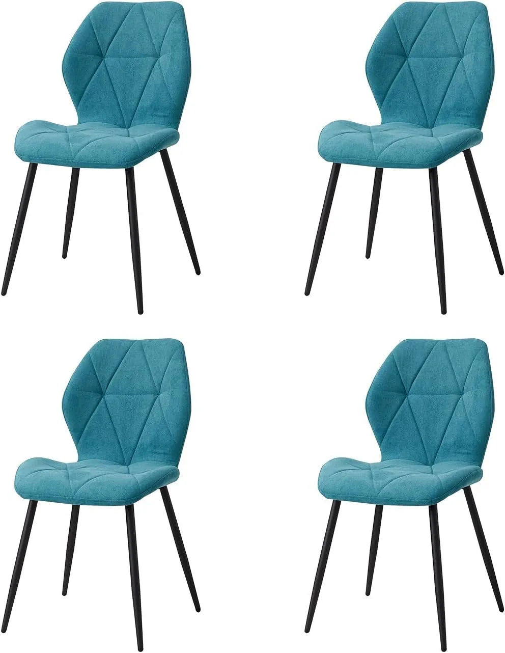 Chaise: en métal, revêtement en tissu, avec coussins, Lot de 4, bleu