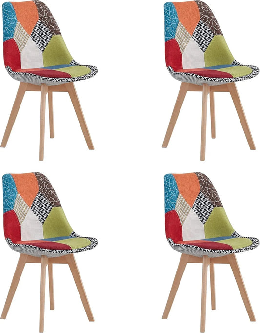Chaise – en bois, Lot de 4, rouge