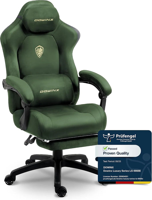 Chaise – avec accoudoirs, avec dossier, avec coussins, pour gaming, vert, réglable, inclinable
