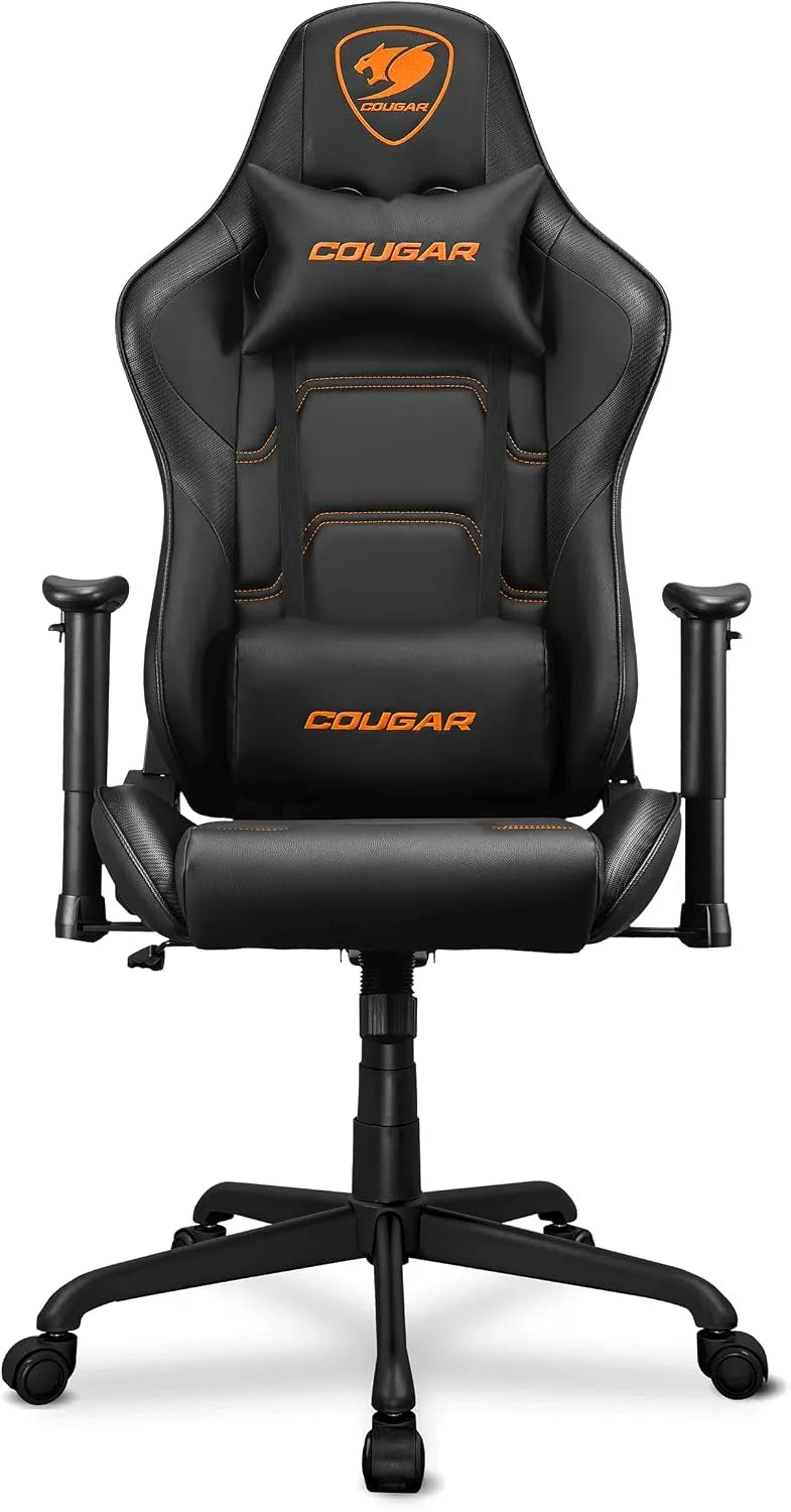 Cougar Gaming – PVC, en cuir, en acier, avec accoudoirs, pour gaming, noir, réglable, inclinable