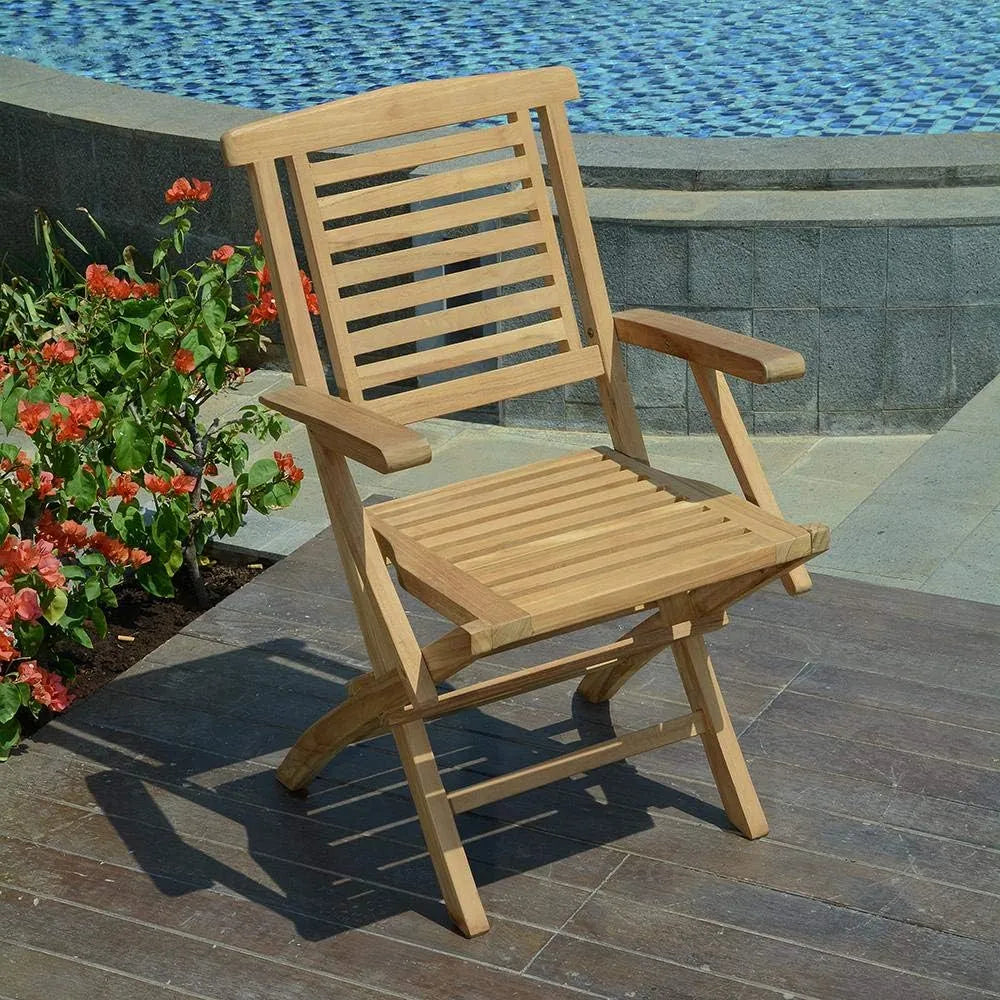 Teck'Attitude Fauteuils de Jardin pliants en Teck Massif Barbade Lot – Lot de 2