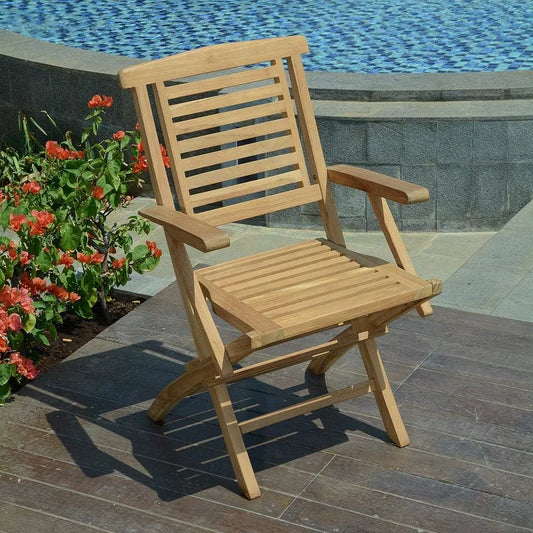 Teck'Attitude Fauteuils de Jardin pliants en Teck Massif Barbade Lot – Lot de 2