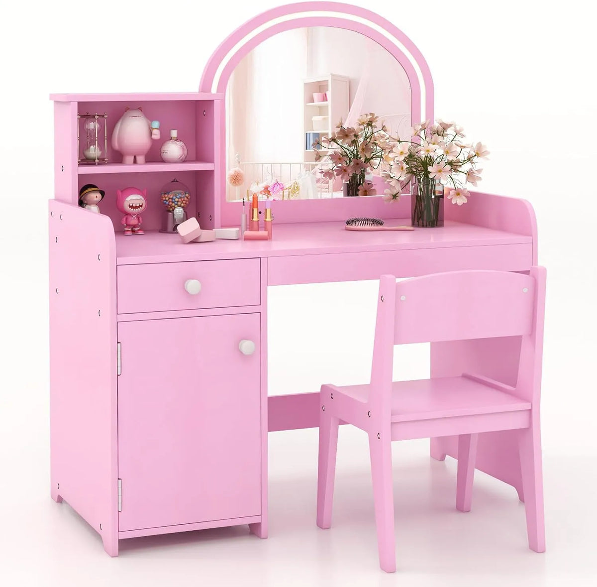 COSTWAY Fauteuil et chaise rembourrée à bascule – pour enfant, en acrylique, avec tiroirs, affichage LED, 50kg