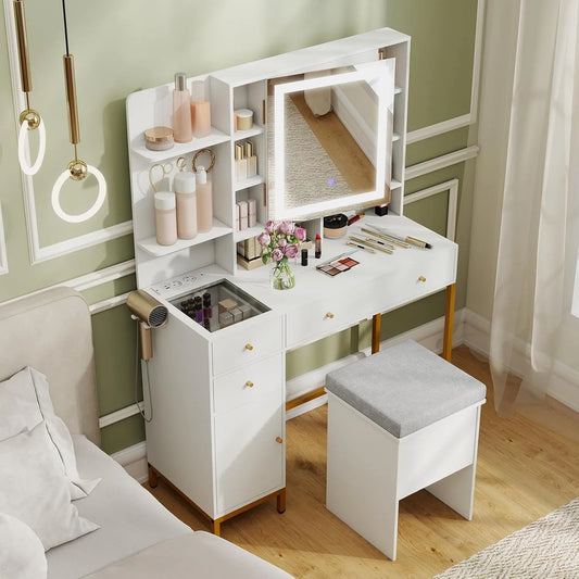 COSTWAY Armoire de rangement — avec rangement, avec tiroirs, avec Bibliothèque et étagère de rangements, affichage LED, blanc, avec étagères
