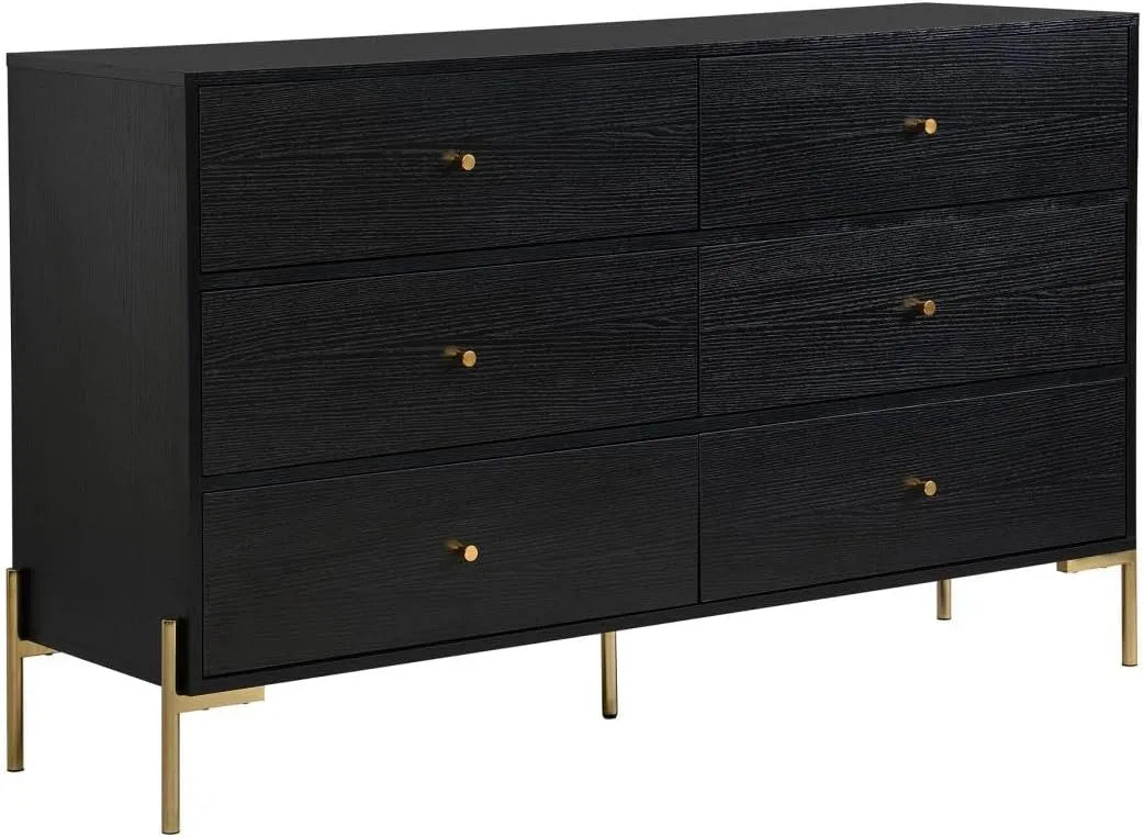 MORABITO Vente-Unique — MILAVIA, en métal, avec tiroirs, 6 tiroirs, noir, en MDF