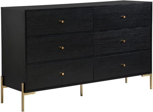 MORABITO Vente-Unique — MILAVIA, en métal, avec tiroirs, 6 tiroirs, noir, en MDF