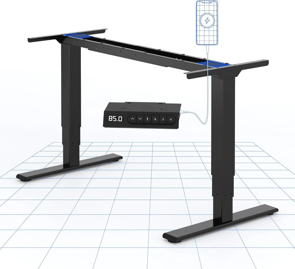 Bureau et table informatique — EC4, réglable, 120kg, noir, FlexiSpot EC4, hauteur réglable