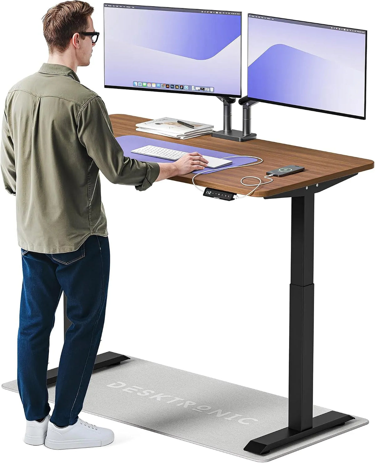 Bureau et table informatique — en bois, avec port USB, réglable, 140 × 70cm, hauteur réglable