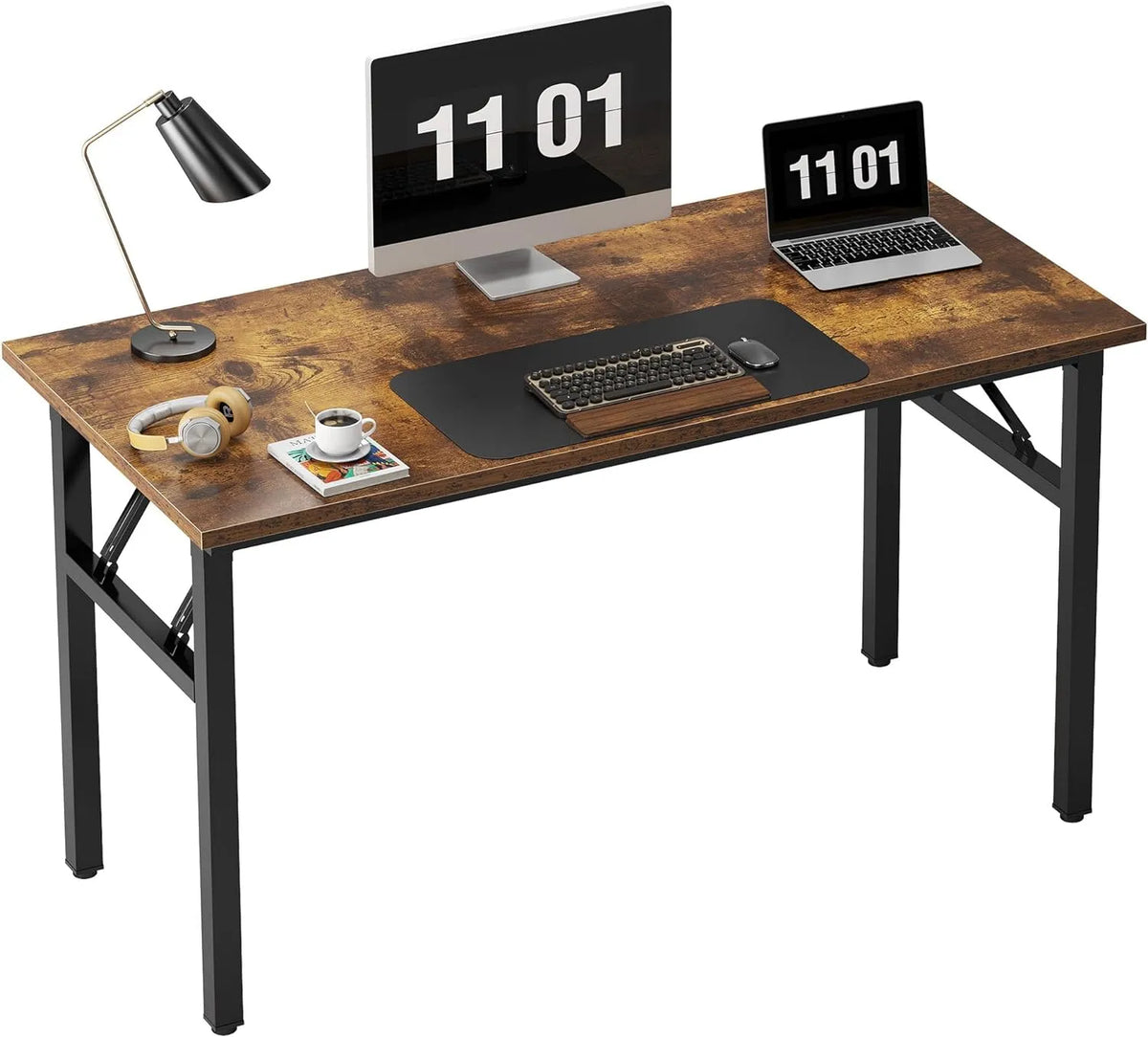 Bureau et table informatique: pliable, usage à domicile, 120 × 60 cm, noir