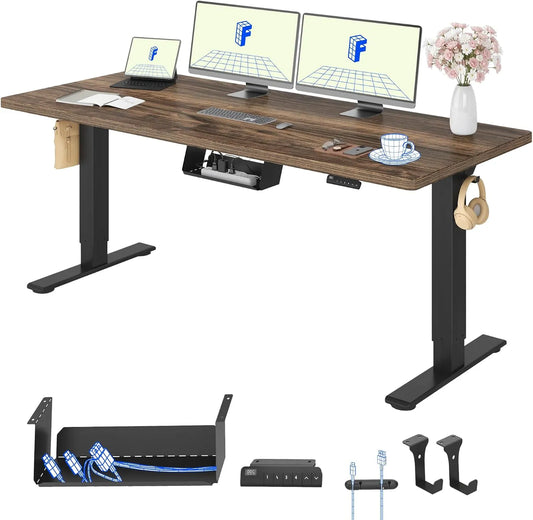 Bureau et table informatique: réglable, 180 × 80cm, 100kg, noir, hauteur réglable