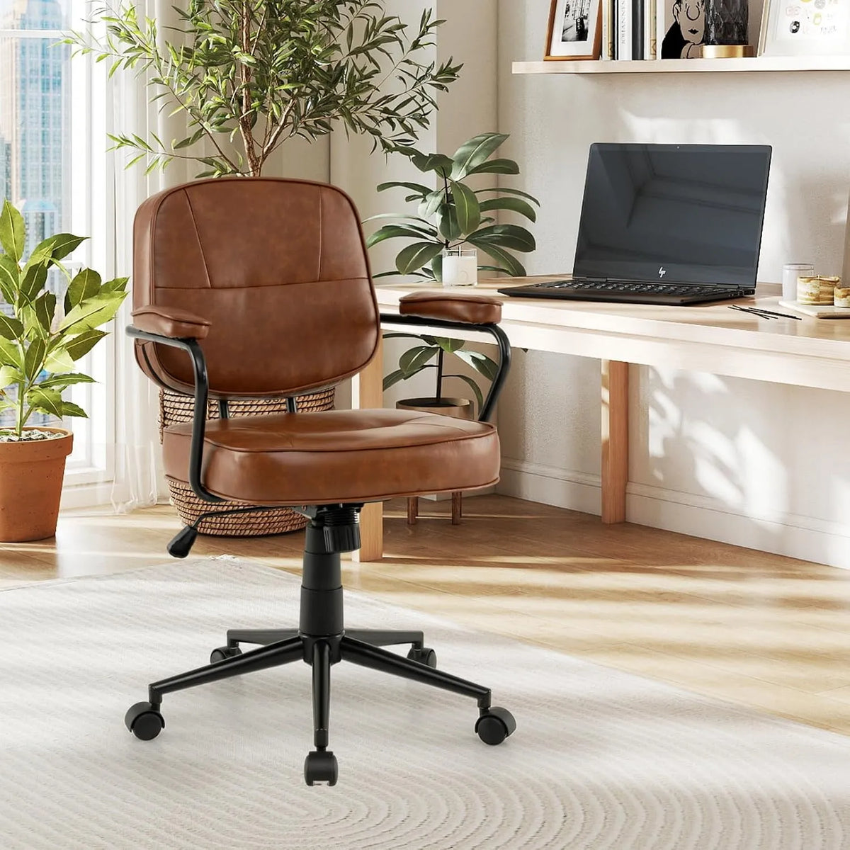 Fauteuil et chaise rembourrée à bascule — en cuir, pivotant, avec accoudoirs, réglable, 55 CM, avec roulettes, revêtement en tissu