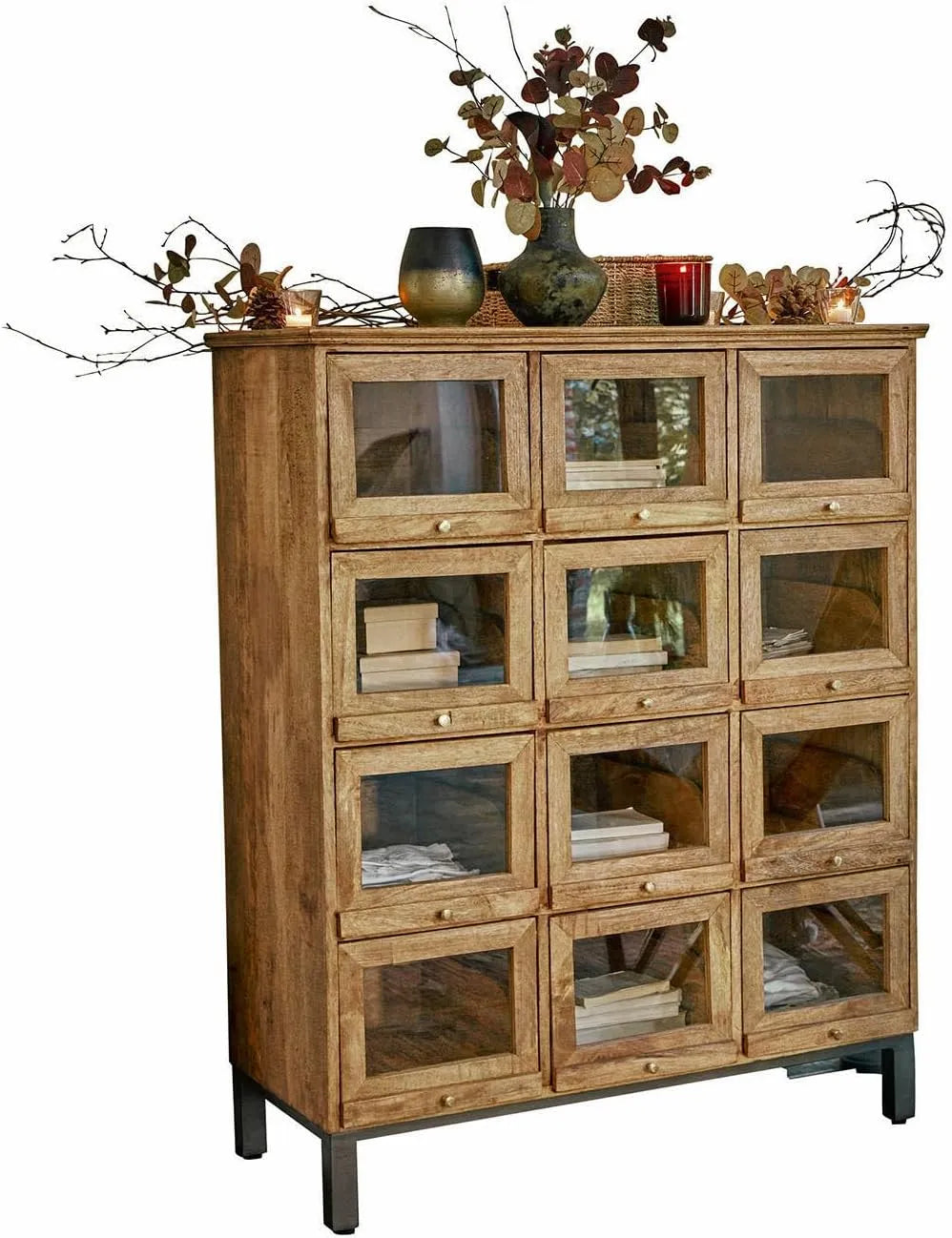 Loberon Armoire de rangement: en bois, avec rangement, avec tiroirs, 12 tiroirs, marron