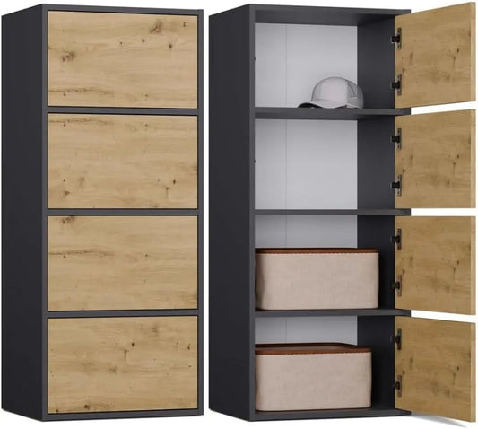 Alma Commode et meuble à tiroirs Moderne avec 4 Portes – pour enfant, 50 × 119 × 40 cm, anthracite