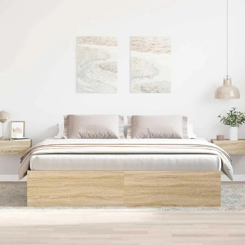 Cadre de lit et structure de lit: avec rangement, 200 × 200 cm