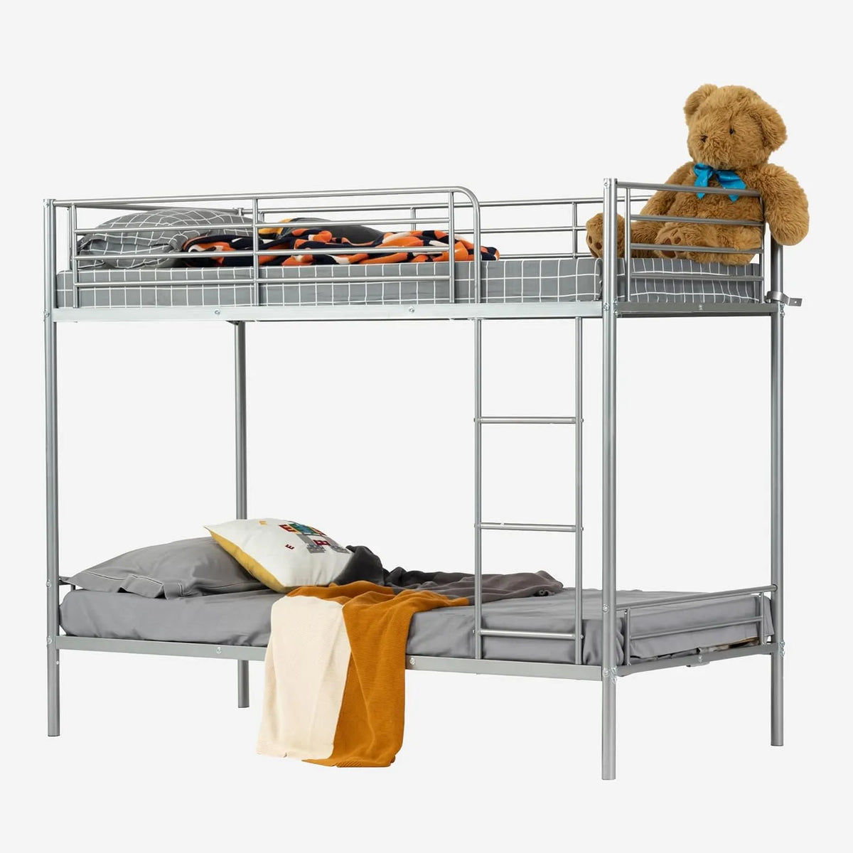 Lit superposé et lit mezzanine — COSY, pour enfant, en métal, 2 Places, 90 × 190cm, gris