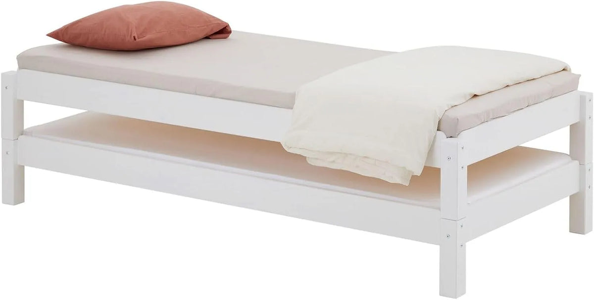 Lot de 2 Lits superposables RINO 80 x 190 cm — 1 Place, 80 × 190 cm, blanc, IDIMEX RINO 80