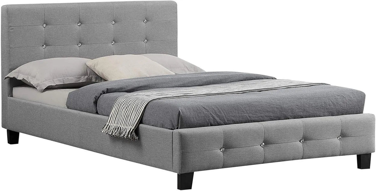 Lit Simple pour Adulte JOLIEN Couchage 120 x 190 cm: revêtement en tissu, 1 Place, 120 × 190 cm, gris