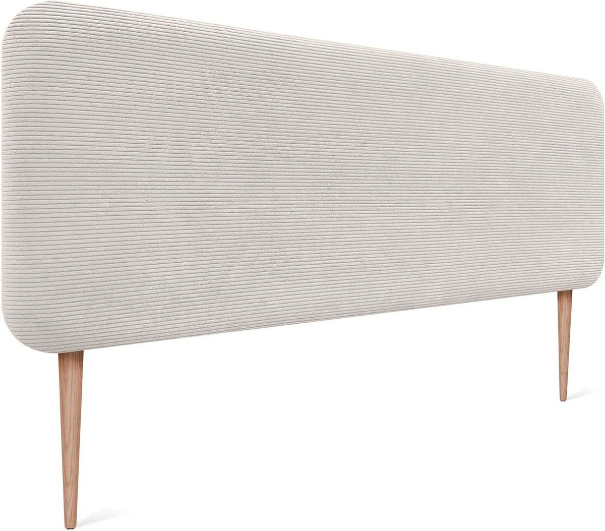 Tête de Lit Capitonnée Unie Arrondie en Velours Côtelé Premium – absorbant, 135cm, blanc
