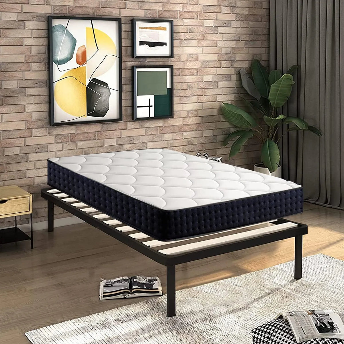 Lit 90x190 avec Sommier et Matelas – L-CD-7, 90 × 190, 90 × 190 × 17 M, 90 × 190 cm, vert