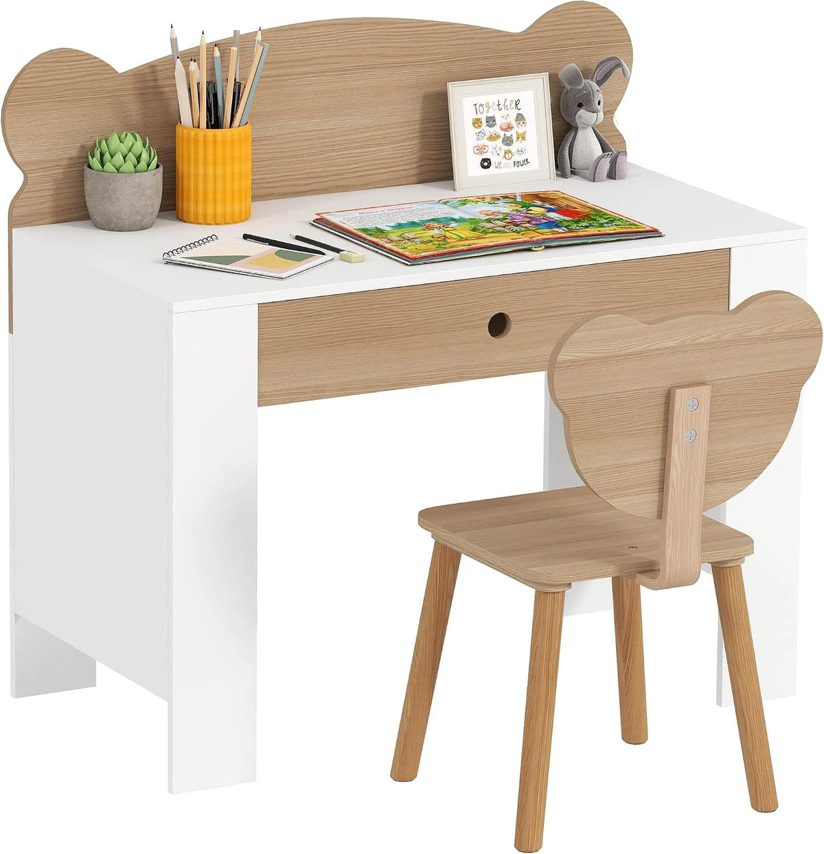 Bureau et table informatique – pour enfant, en bois, avec tiroirs