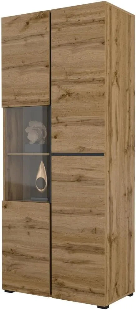 Vitrine et armoire d'exposition: affichage LED, 2 Portes, noir