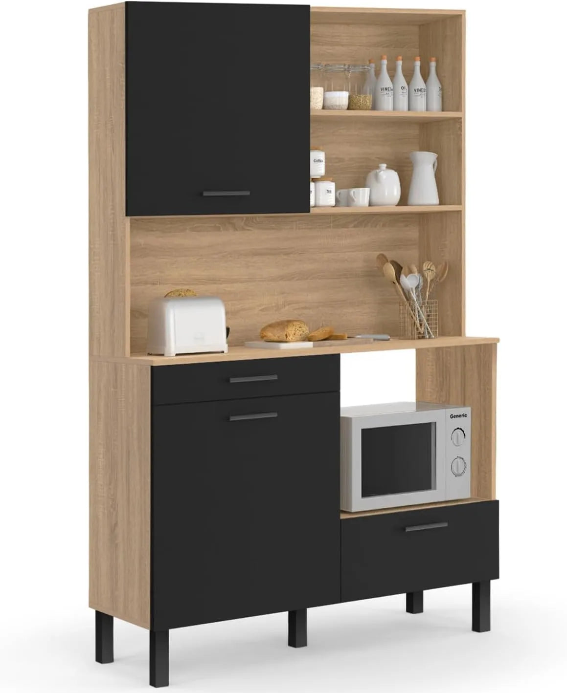 IDMarket — CINA, avec tiroirs, 3 Portes, 120 CM, noir