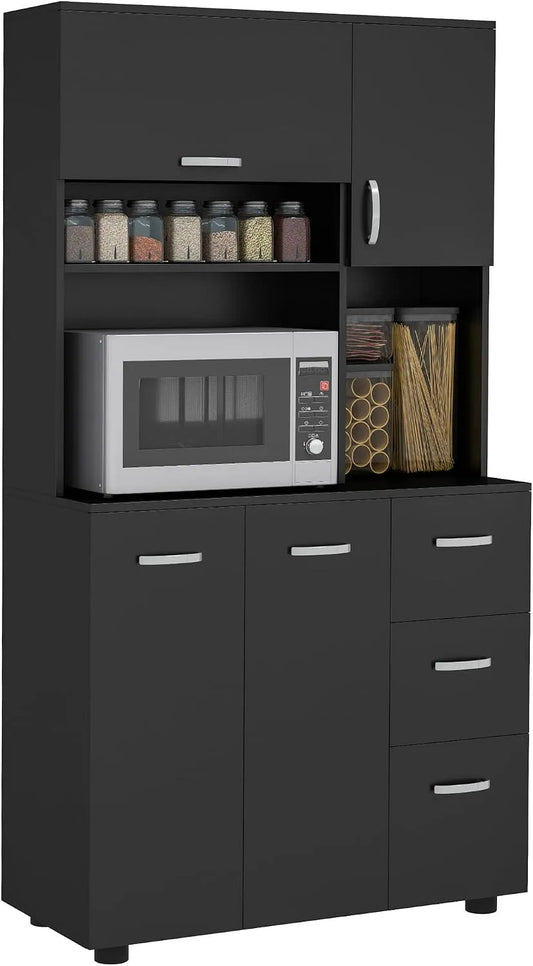 HOMCOM Armoire de rangement: avec rangement, avec tiroirs, 4 Portes, 3 tiroirs, 89L, 39, 5l, noir