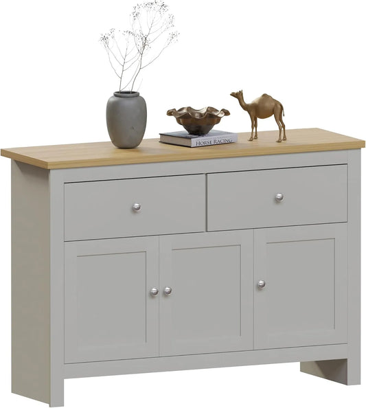 Vida Designs Arlington Buffet et meuble de rangement avec 2 tiroirs et 3 portes — P 35, en bois, avec tiroirs, 35 cm, gris