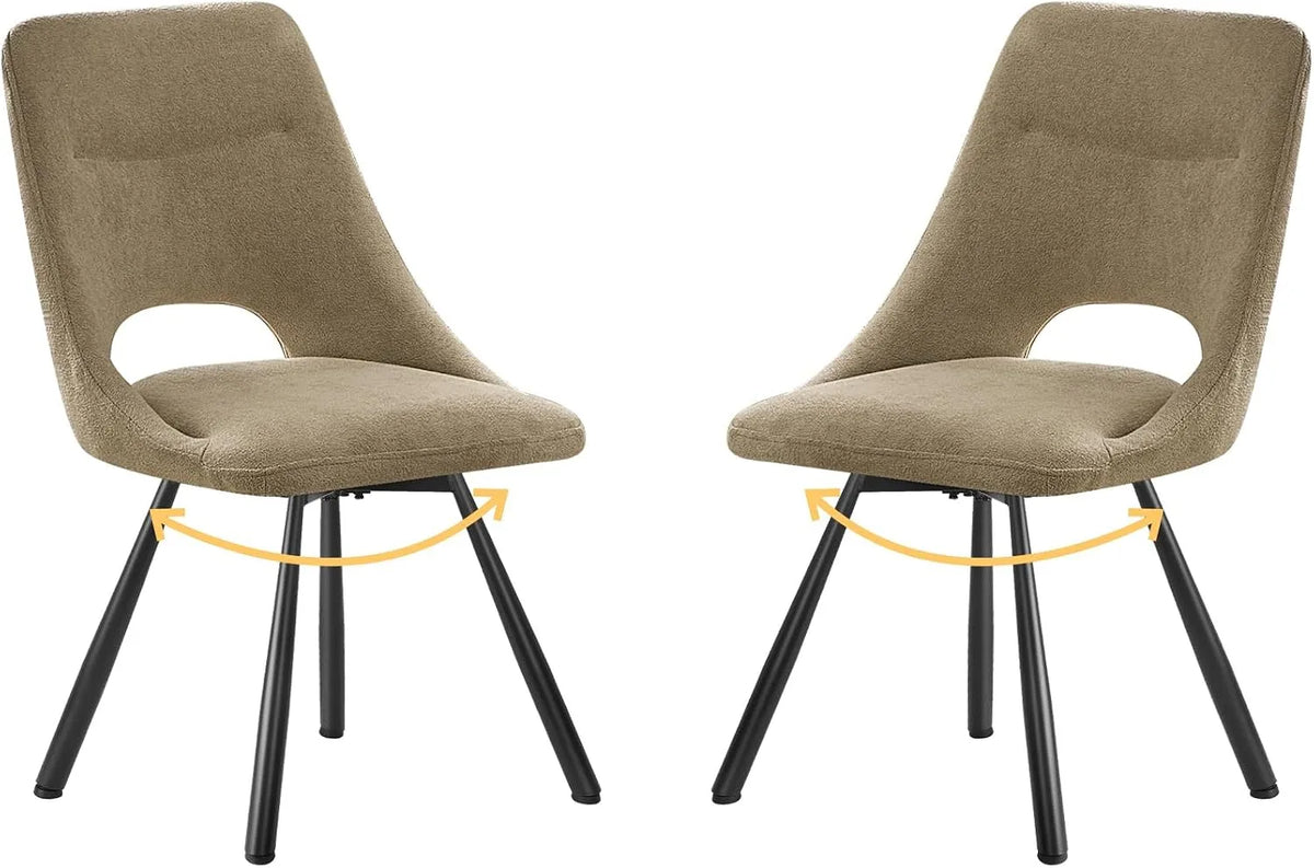 Chaise: en métal, en coton, revêtement en tissu, pivotant, Lot de 2, noir
